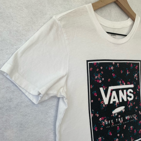 Van’s Logo Floral Short Sleeve Tee White Women’s Small - Picture 5 of 9